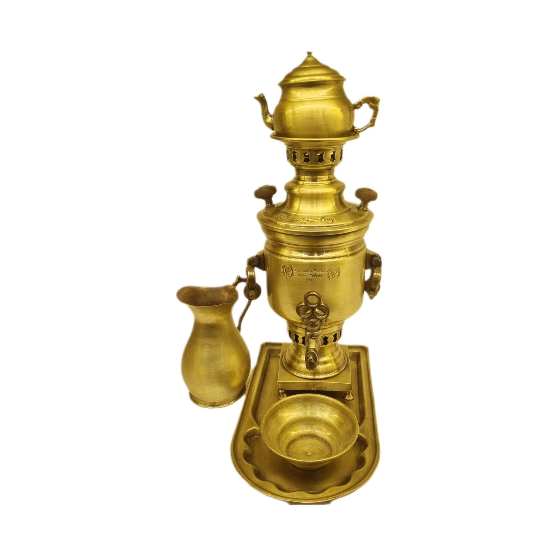 Perzische Koperen Samovar Decoratief Houtskool Theemaker 1-Liter