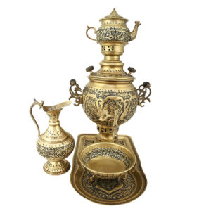 Perzische Koperen Samovar Decoratief Houtskool Theemaker Handgemaakt