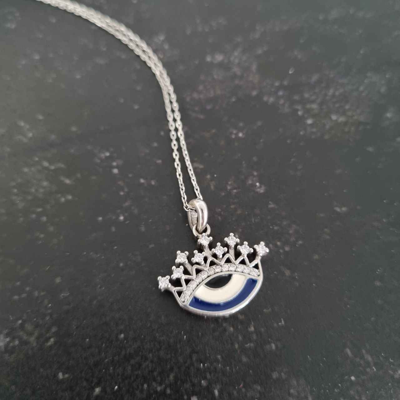 Zilveren Ketting – Crown Boze Oog Ontwerp
