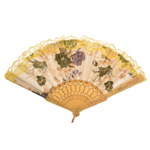 Gele Opvouwbare Waaier – Vintage Bloemenpatroon