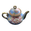 Porseleinen Retro Serveerkan – Blauw & Goud Bloemmotief