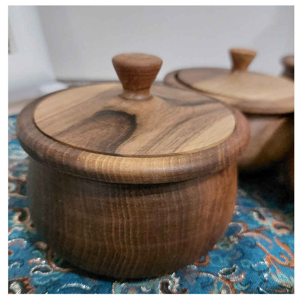 Handgemaakte Houten Suikerpot met Deksel – Rustieke Stijl Elahe