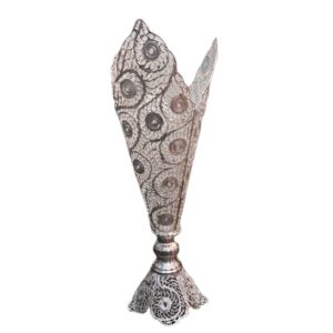 Decoratieve Perzische Filigraan Zilver Gecoate Trompetvaas – Farnaz