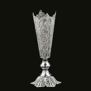 Decoratieve Perzische Filigraan Zilver Gecoate Trompetvaas – Nazanin