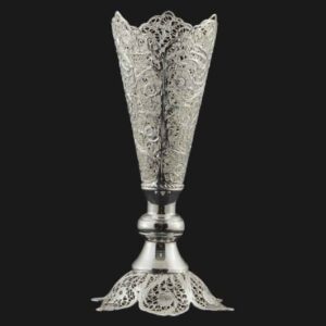 Decoratieve Perzische Filigraan Zilver Gecoate Trompetvaas – Tina