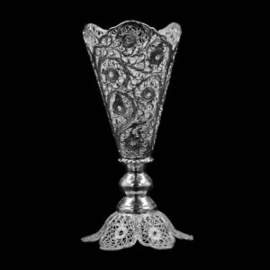 Decoratieve Perzische Filigraan Zilver Gecoate Trompetvaas – Yasin