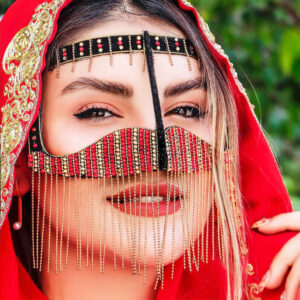 Handgemaakt Rhinestone Battoulah Masker – Rangi Model