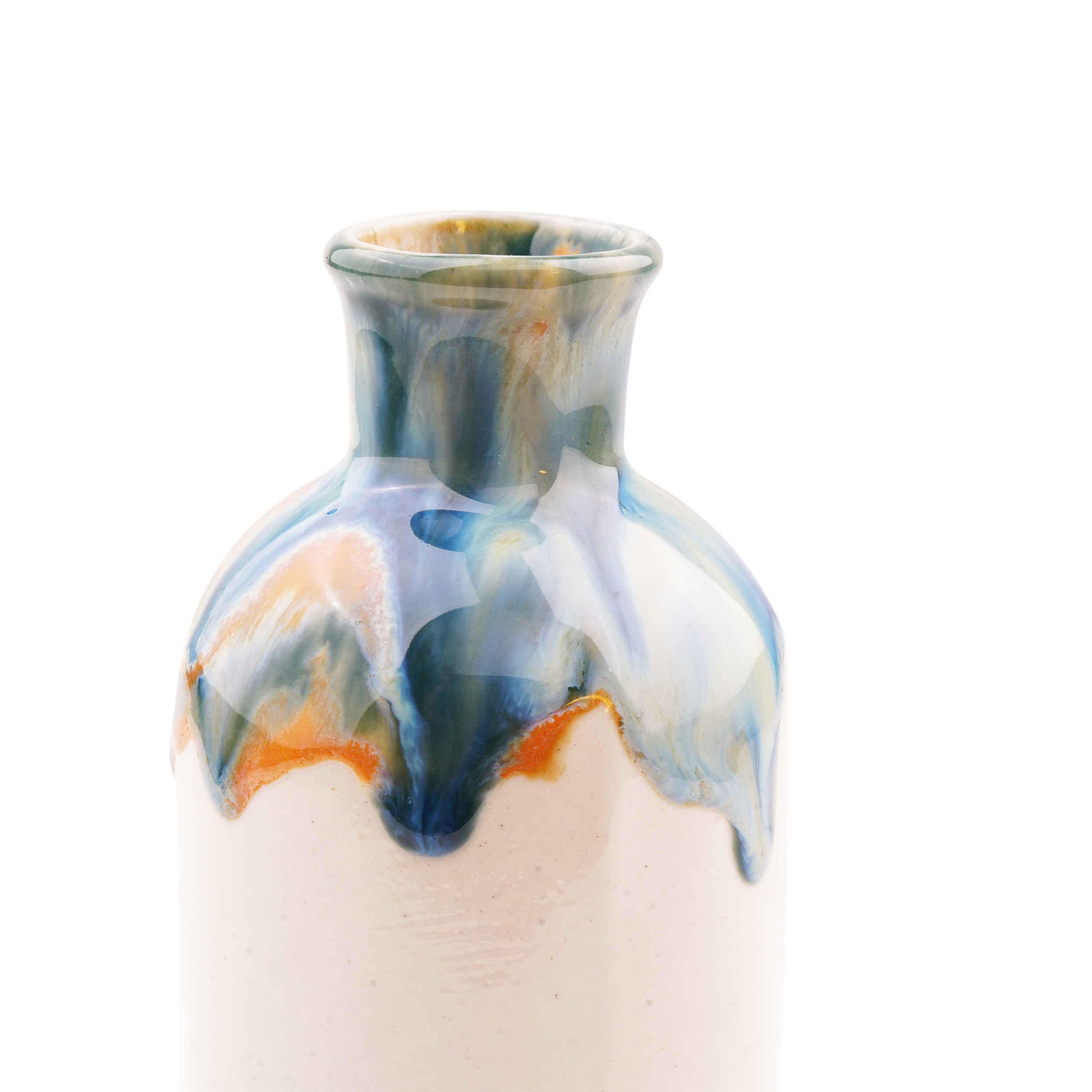 Handgemaakte deco-aardewerken knopvaas met Drip Glaze-ontwerp, Taranom-model voor een moderne boho-look