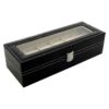 Luxe leren horlogedoos – 5 slots – Zwart