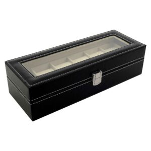 Luxe leren horlogedoos – 5 slots – Zwart