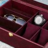 Luxe Bordeaux Horlogedoos met Zonnebrillenvak