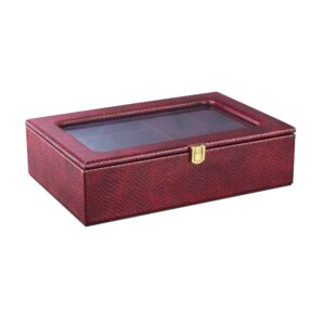 Luxe Bordeaux Horlogedoos met Zonnebrillenvak