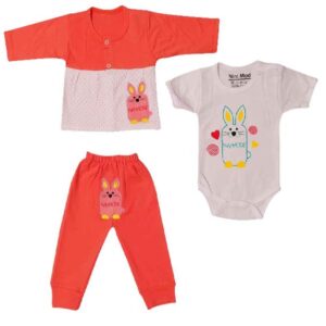 Set van 3 Meisjesshirts met Konijnmotief – Oranje
