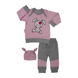 Set van 3 Meisjesshirts met Konijnmotief – Roze