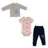 Set van 3 Meisjesshirts met Konijnmotief – Model Lite – Grijs