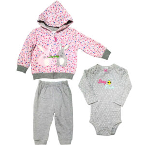 Set van 3 Kinder Sweaters met Konijnmotief – Model M363 – Roze