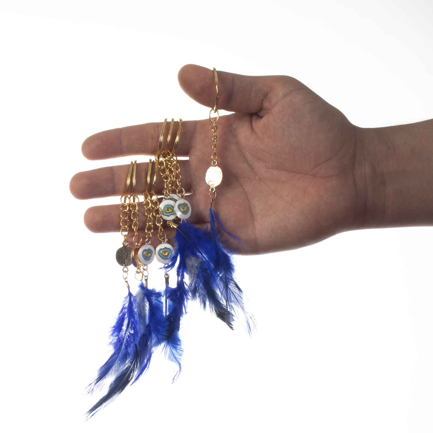 Metalen Veer Sleutelhanger – Boze Oog Stijl