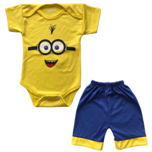 Babykleding Set – Korte Mouwen Onesie & Shorts Model Minions