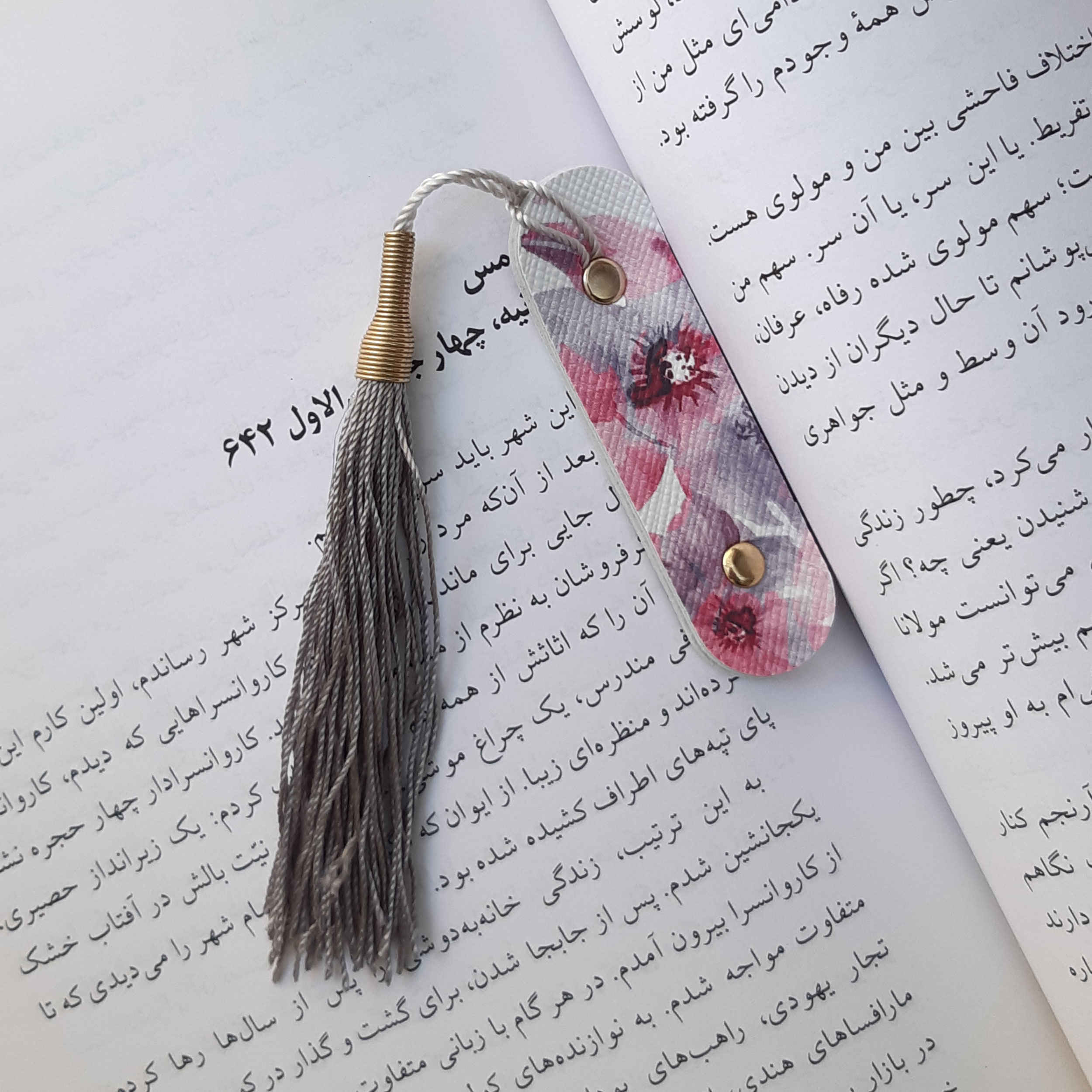 Leren Boekenlegger Dayan – Roze met Bloemenmotief