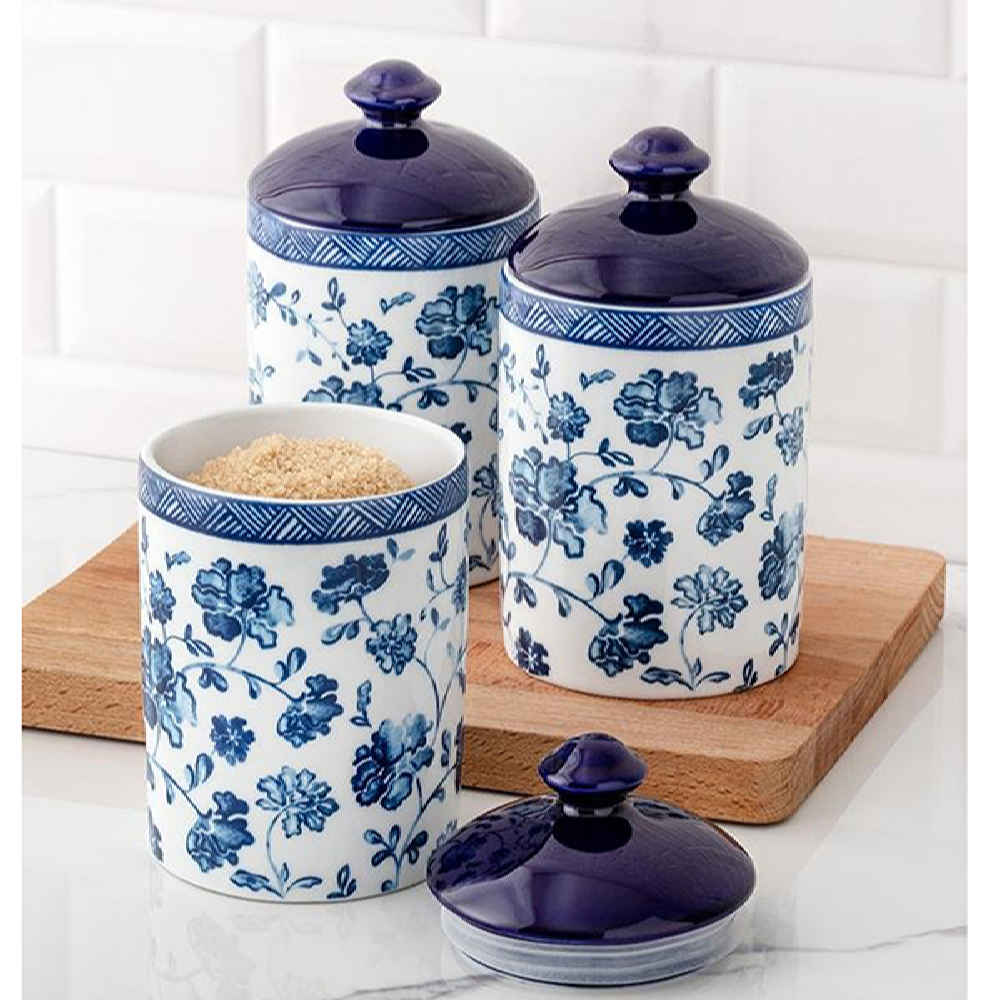 Porseleinen Bewaarpot voor Keuken Model Fleur Kruiden Set van 3