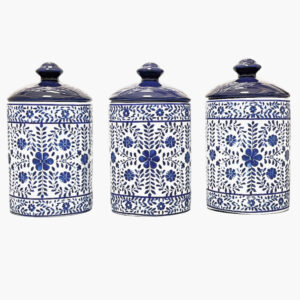 Porseleinen Bewaarpot voor Keuken Model Papillon Set van 3