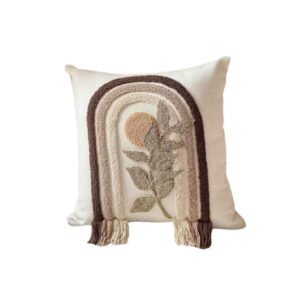 Punch Needle Kussenhoes – Geborduurd Katoenstof & Regenboog Design