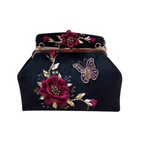 Clutch Handtas met Lintenborduurwerk – Fluweel met Vlinderpatroon