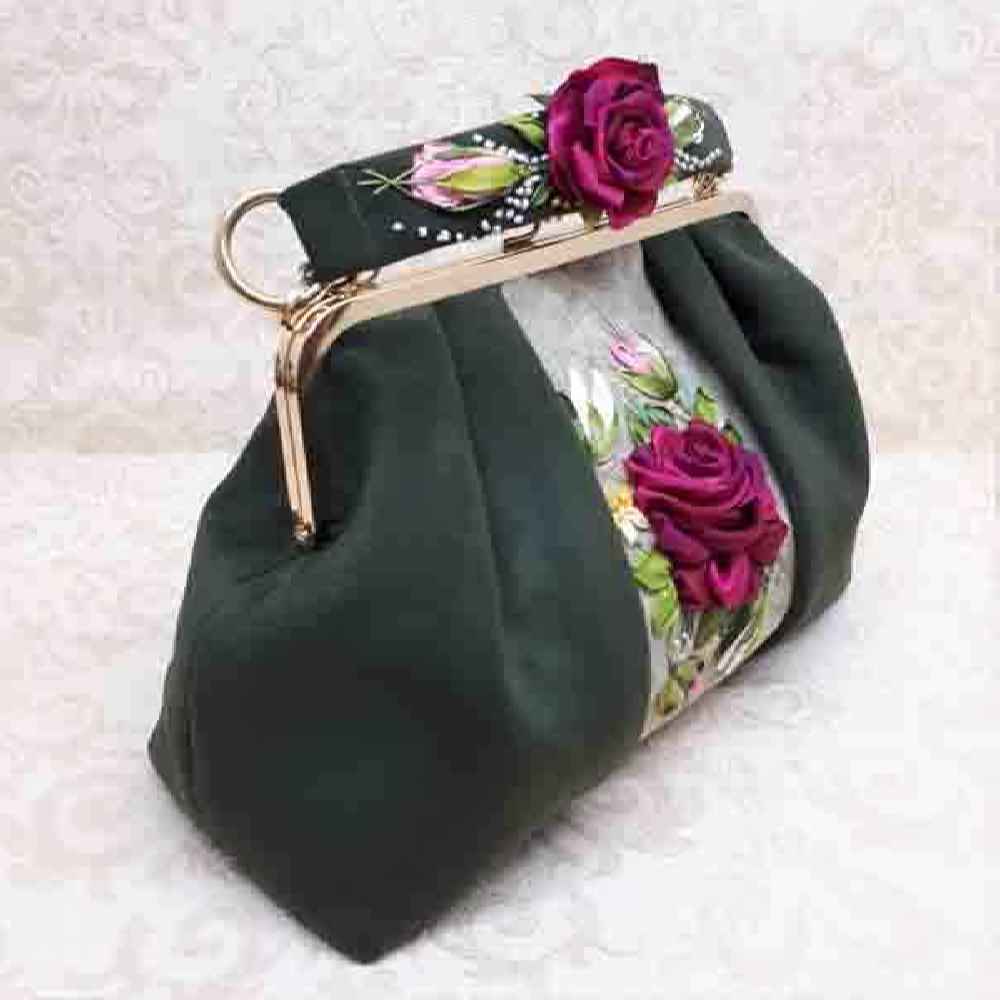 Clutch Handtas met Lintenborduurwerk – Fluweel met Pile Patroon