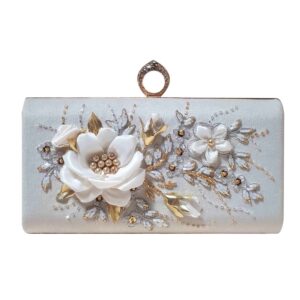 Clutch Handtas met Lintenborduurwerk – Crème Avondfeest Accessoire