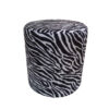 Ronde Fluwelen Poef Zebra - Dierenprint Design – Zwart/Wit