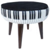 Ronde Fluwelen Voetenbank Piano - Zwart & Wit Design
