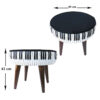 Ronde Fluwelen Voetenbank Piano - Zwart & Wit Design
