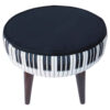 Ronde Fluwelen Voetenbank Piano - Zwart & Wit Design