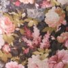 Ronde Fluwelen Poef Flowers - Bloemen Design – Grijs