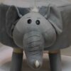 Ronde Fluwelen Voetenbank Childlike - Dierenmotief voor Kinderen – Grijs