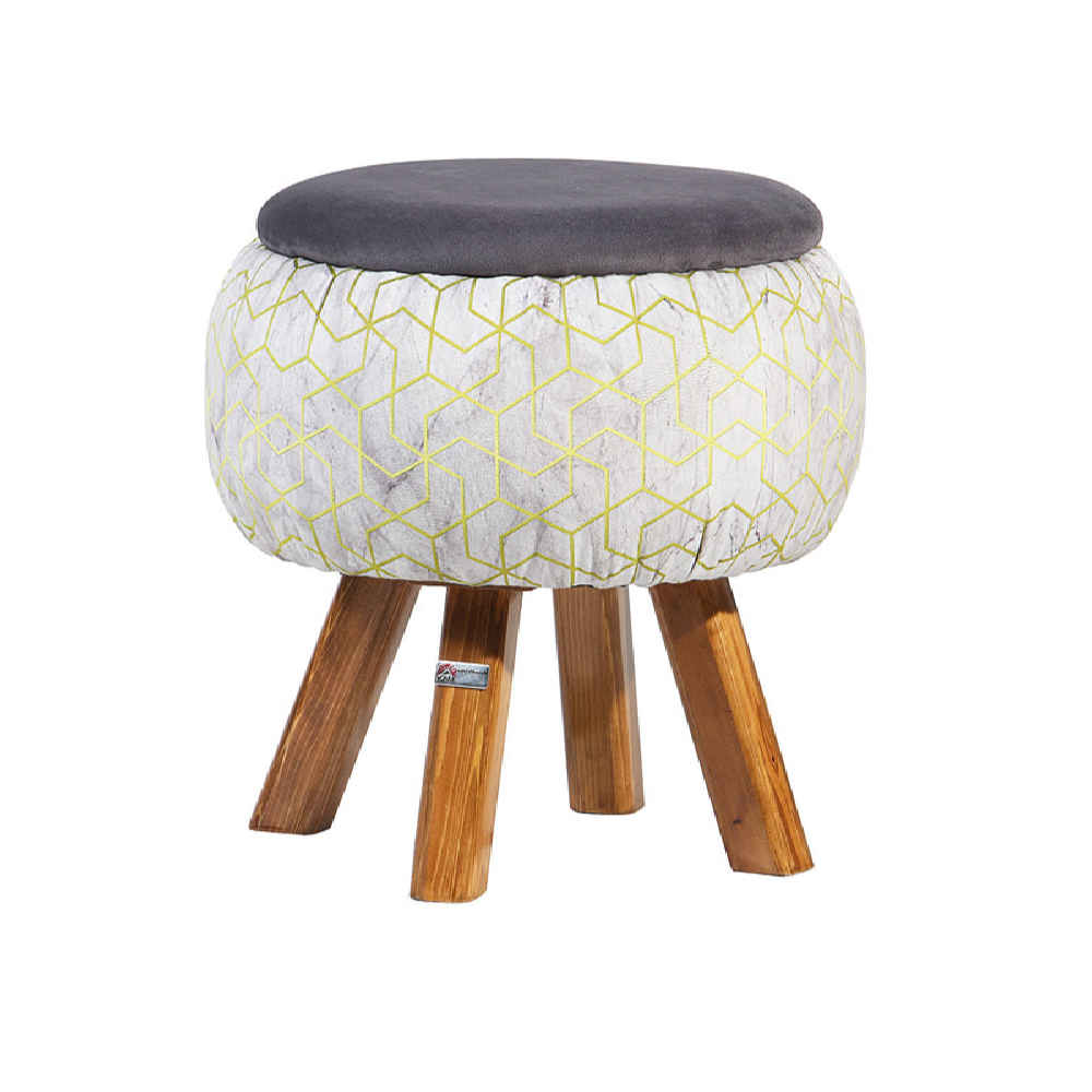 Ronde Fluwelen Voetenbank Lux – Modern Design – Grijs
