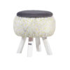 Ronde Fluwelen Voetenbank Lux - Modern Design – Grijs