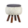Ronde Fluwelen Voetenbank Lux - Modern Design – Grijs