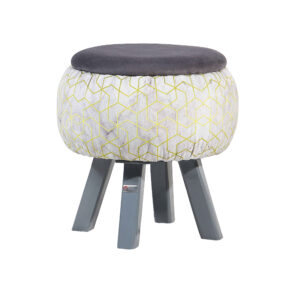 Ronde Fluwelen Voetenbank Lux – Modern Design – Grijs