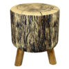Ronde Fluwelen Voetenbank Trunk - Boomstam Design – Lichtbruin