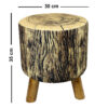 Ronde Fluwelen Voetenbank Trunk - Boomstam Design – Lichtbruin