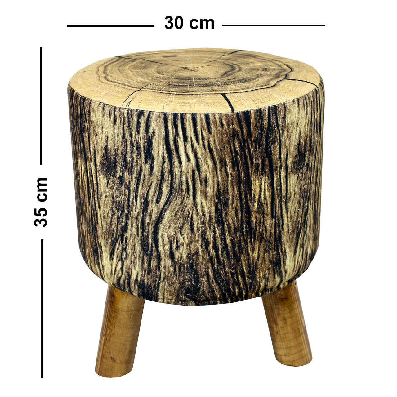 Ronde Fluwelen Voetenbank Trunk – Boomstam Design – Lichtbruin
