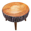 Ronde Fluwelen Voetenbank Trunk 2 - Boomstam Design – Lichtbruin