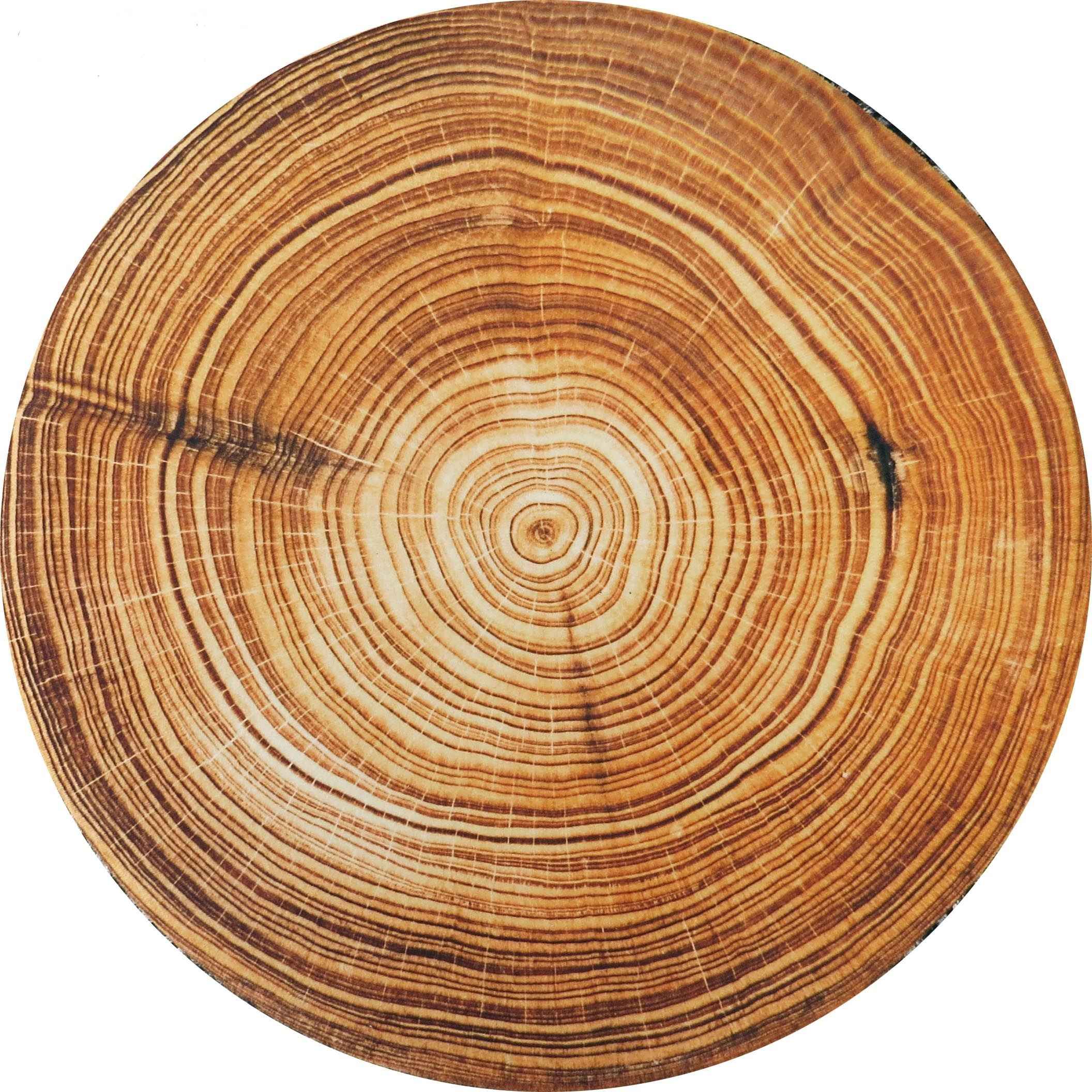 Ronde Fluwelen Voetenbank Trunk 2 – Boomstam Design – Lichtbruin