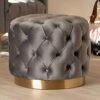 Ronde Fluwelen Poef Ottoman - Getuft Design – Grijs