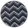 Ronde Fluwelen Voetenbank Zigzag - Geometrisch Zwart