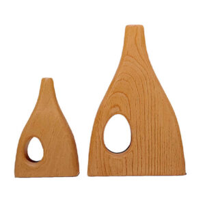 Handgemaakte Decoratieve Houten Bloemvaas – Set van 2
