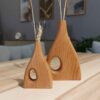 Set van 2 handgemaakte decohouten knopvazen van massief natuurlijk hout voor een eenvoudige en strakke esthetiek