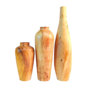 Houten Vazen Fatah – Handgemaakt Massief Hout (Set van 3)