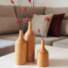 Set van 3 handgemaakte decohouten knopvazen, meesterlijk van massief natuurlijk hout vervaardigd voor veelzijdige decoratie